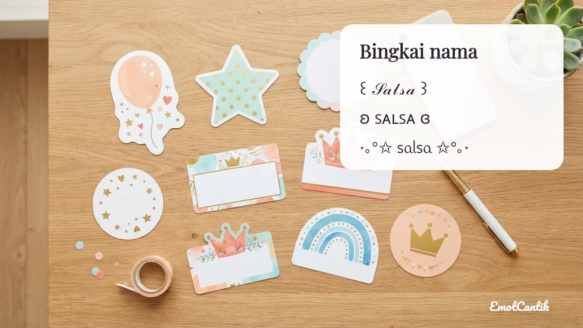 Contoh bingkai simbol untuk nama dengan huruf gaya