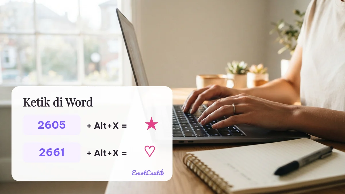Cara mengetik simbol bintang dan hati di Microsoft Word dengan Alt+X
