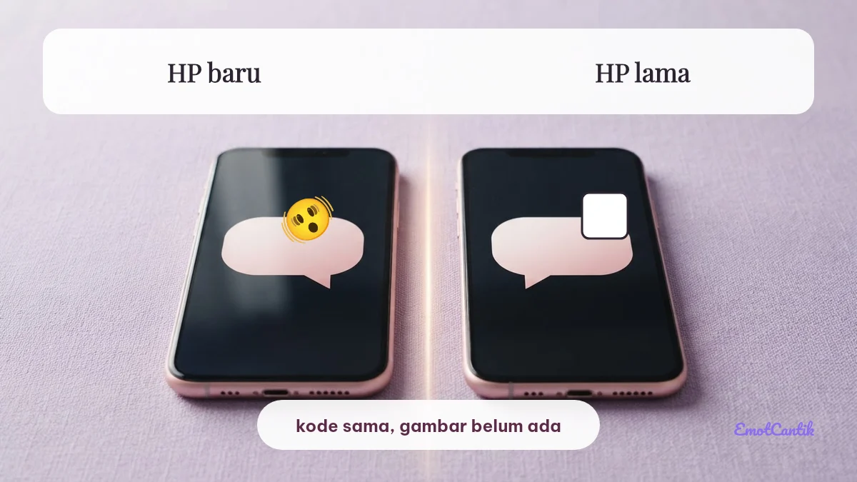 Emoji baru tampil normal di HP baru tetapi jadi kotak di HP lama