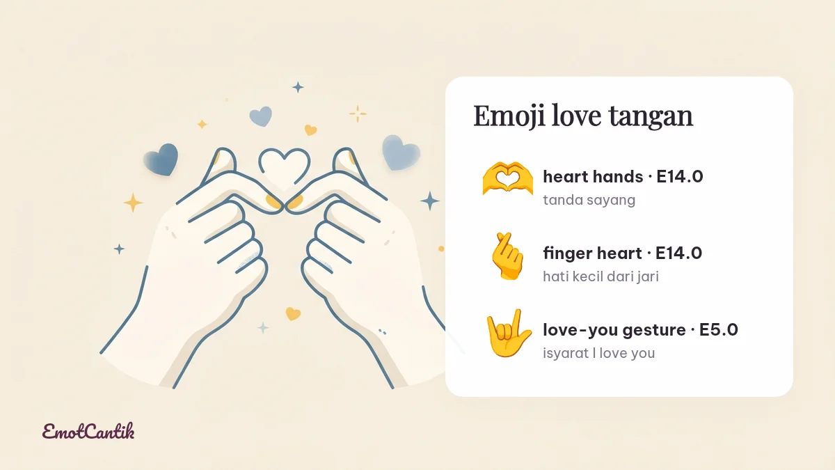 Emoji love tangan: heart hands, finger heart, dan love-you gesture beserta versi emoji