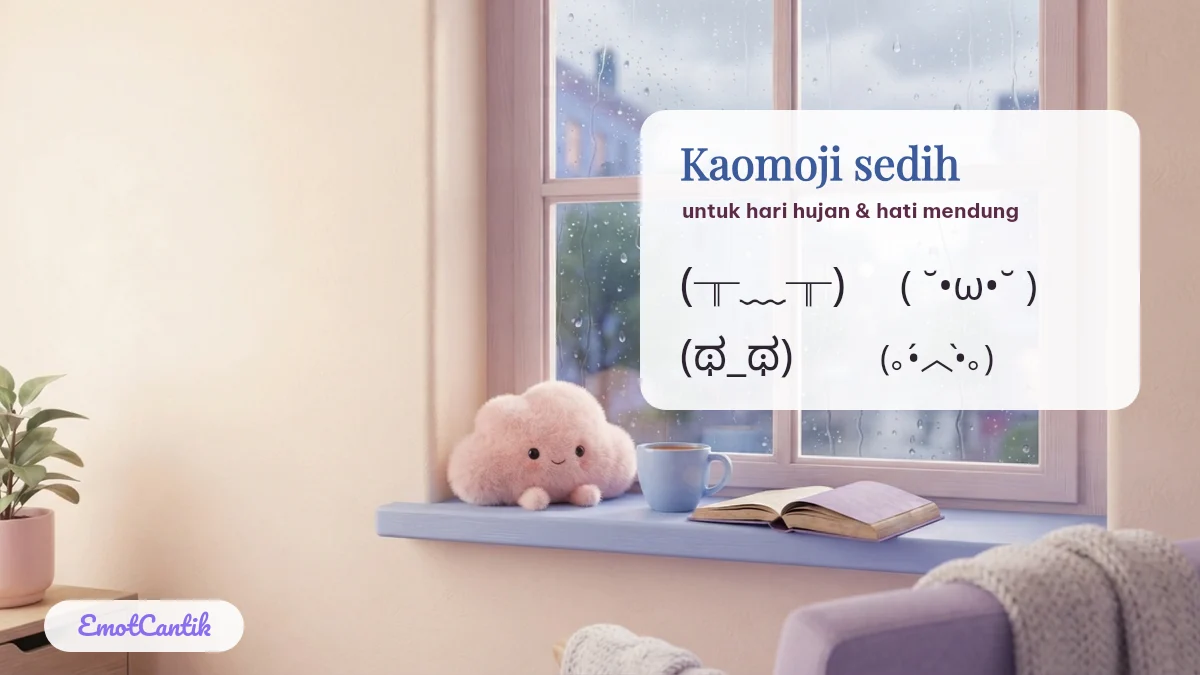 Kaomoji sedih untuk hari hujan dan hati mendung