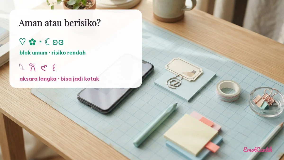 Simbol lucu yang aman di semua HP dan simbol aksara langka yang bisa jadi kotak