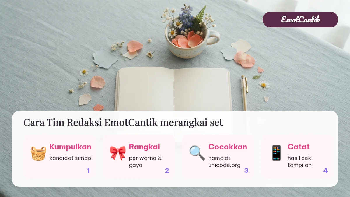 Cara Tim Redaksi EmotCantik merangkai set emoji dalam 4 langkah