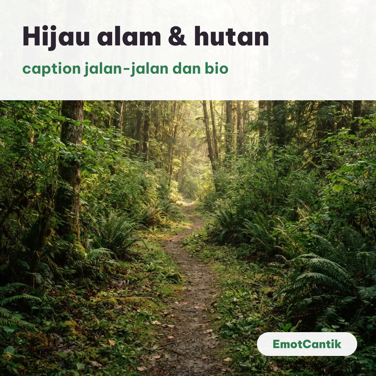 Emoji hijau aesthetic alam dan hutan seperti ⛰️🌿☁️
