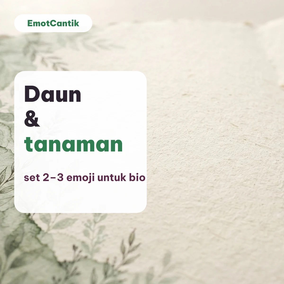 Emoji hijau aesthetic daun dan tanaman seperti 🌿🍃☀️