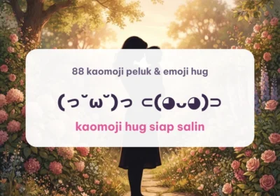 Siluet ibu dan anak berpelukan di taman bunga, sampul kaomoji hug