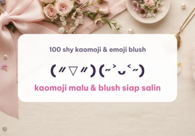 Pita satin merah muda dan bunga kering di atas kain, sampul kaomoji malu dan blush