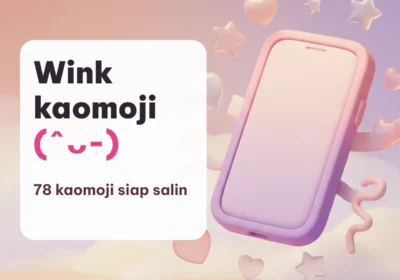 HP pastel dengan hati dan bintang, gambar sampul wink kaomoji